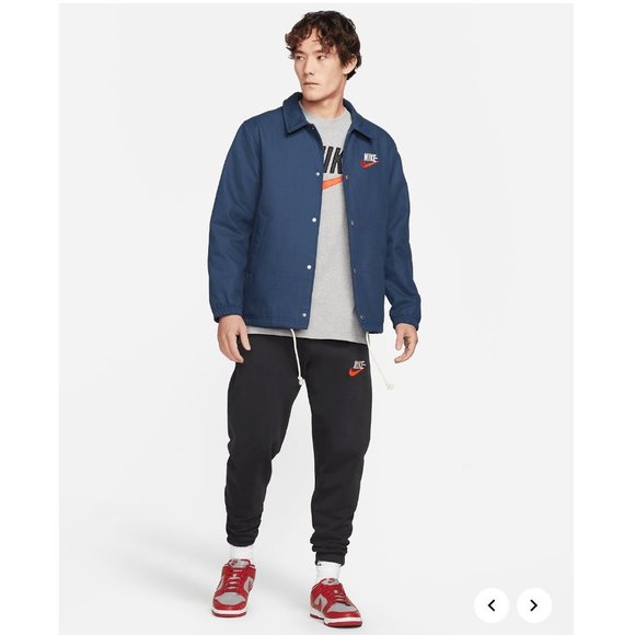 Nike Trend Embroidered Logo Therma Fit Canvas Jacket Size M Dark Blue DM5275-410 - Picture 4 of 11